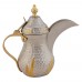 السنيدي، دلة قهوة عربية بغدادية نحاس هندي، دلة قهوة حب الرمان، فضي*ذهبي، سعة 0.5 لتر