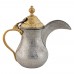 السنيدي، دلة قهوة عربية بغدادية نحاس هندي، دلة قهوة حب الرمان، فضي*ذهبي، سعة 0.5 لتر