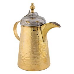 ALSANIDI, Indian Copper Coffee Dallah, Coffee Pot, Gold, capacity 1.5 L