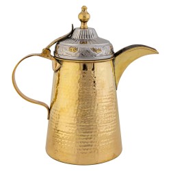 ALSANIDI, Indian Copper Coffee Dallah, Coffee Pot, Gold, capacity 1.5 L