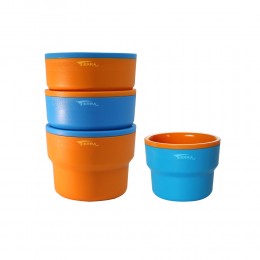 تيرا، اكواب متعددة الاستخدام مع حقيبة، برتقالي*ازرق، طقم 4 قطع سعة 200 مل