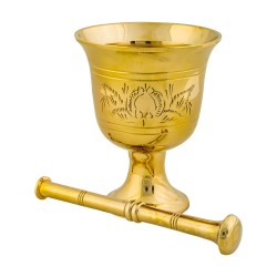 ALSANIDI, Heritage Brass Mortar, Indian Mortar, Gold, medium