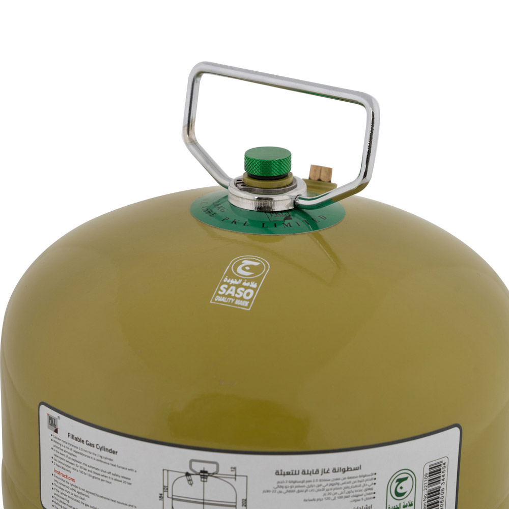 PKL, Gas cylinder for trips , Trips stove, Green, capacity 2 Kg