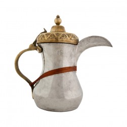 AlShamali, Syrian Copper Arabic coffee Dallah, Silver*Gold, Size 5