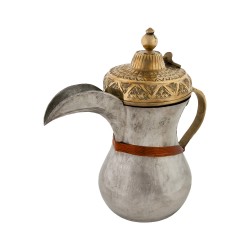 AlShamali, Syrian Copper Arabic coffee Dallah, Silver*Gold, Size 5